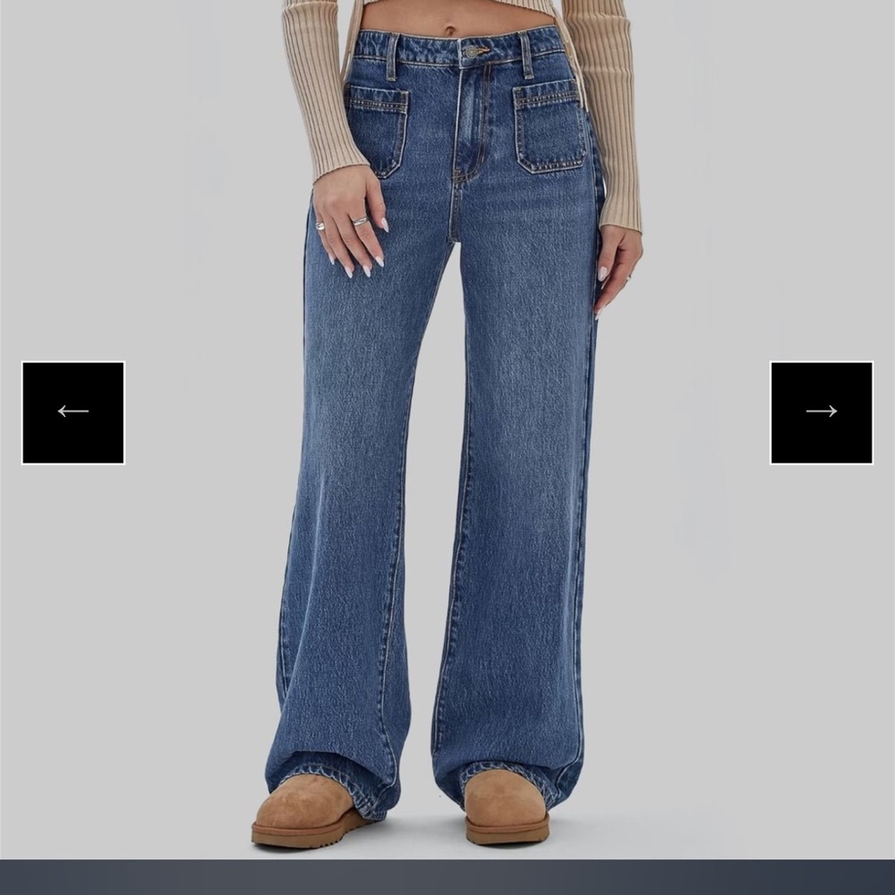 GUESS Vintage Style Originals Women's Go Patch Pocket Wide Leg Denim Jeans